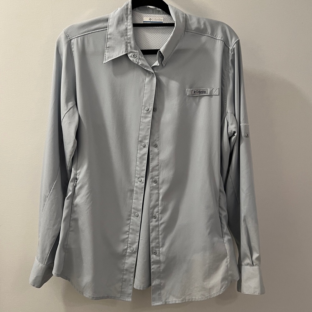 Columbia PFG Omni-Shade Long Sleeve Shirt Gray Large L